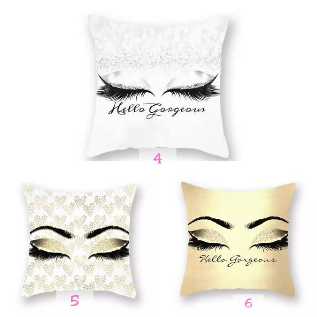 sarung bantal eyelash untuk hiasan bantal di sofa / sarung bantal aesthetic