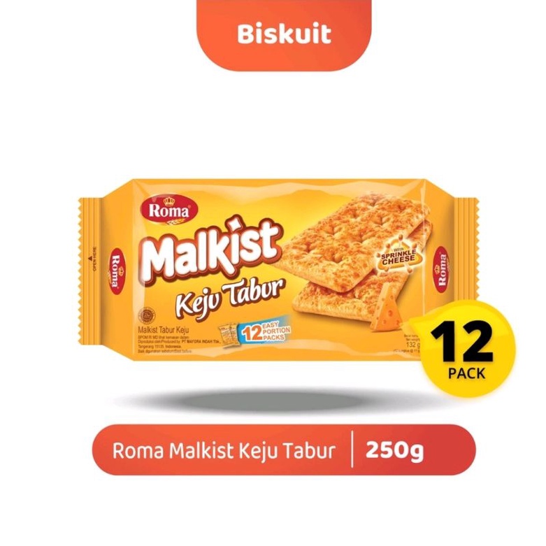 

ROMA Malkist Keju Tabur Keju Panggang 132 Gr isi 12 pack Kemasan Baru