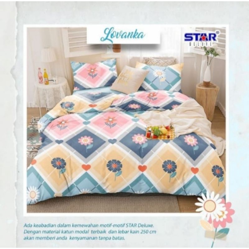 SPREI DAN BEDCOVER SET KATUN LOKAL STAR MOTIF LOVANKA