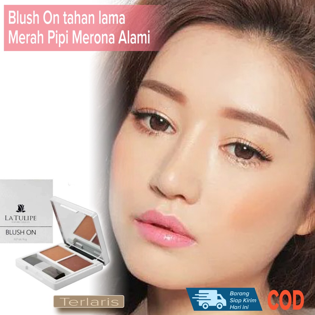 Blush On tahan lama Pemerah Perona Pipi Tampak Pipi halus Lembut Merah Merona Segar Ceria ~ La Tulip