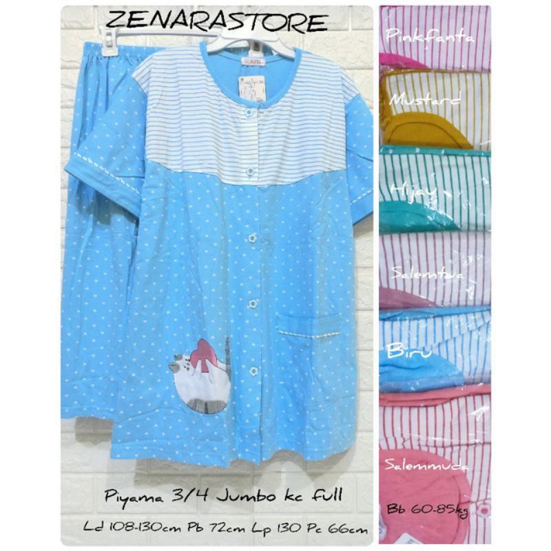 <<<geser>>>Piyama kaos jumbo 3/4 celana pendek Tiana Tinny Lorita by Sofie babydoll kaos bigsize