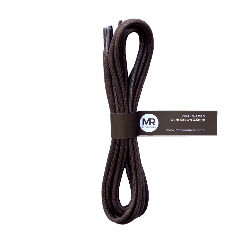 MR Shoelaces BE08 Dark Brown (Coklat Tua) Tali Sepatu Lilin Oval 3.5mm (Waxed Laces) 50cm 80cm 100cm 120cm 150cm - Coklat Tua