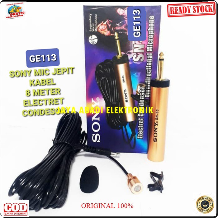 G113 Sony Mic Jepit mik Kancing kabel 8 meter microphone klip on kerah baju mikrophone Clip Condensor sensitif peka aux mikrophone mik karaoke sound system audio youtuber cable G113  Bisa DIPAKAI SEGALA JENIS AUDIO SOUND  PEKA SENSITIF  PAKAI BATERAI AA X