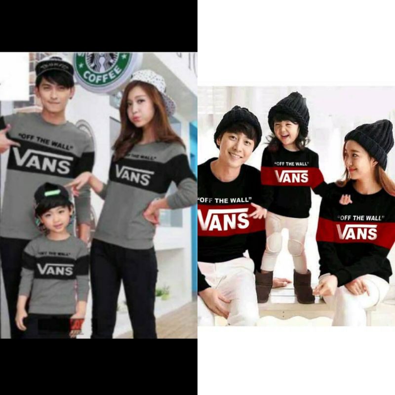 Kaos couple family vans lengan panjang - baju pasangan