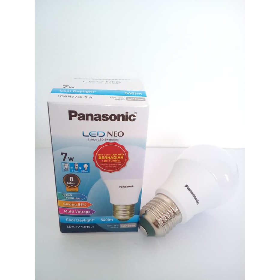 Lampu Panasonic LED Bohlam NEO 7 W Watt 7W 7Watt Putih Cool Daylight