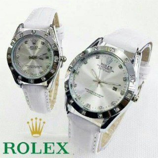 Jam Tangan Rolex Couple Kulit Putih **Putih** # RX001 # JAM TANGAN MURAH