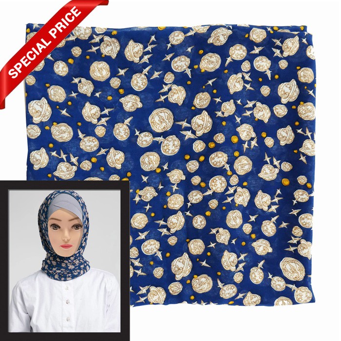 Hijab / Jilbab Wanita Poponina Milkyway Scarf (Dark Blue)