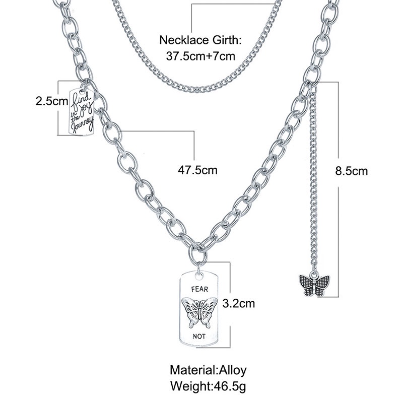 Kalung Rantai,Multilayer Dengan Liontin,Kupu-Kupu Dan Gaya Retro