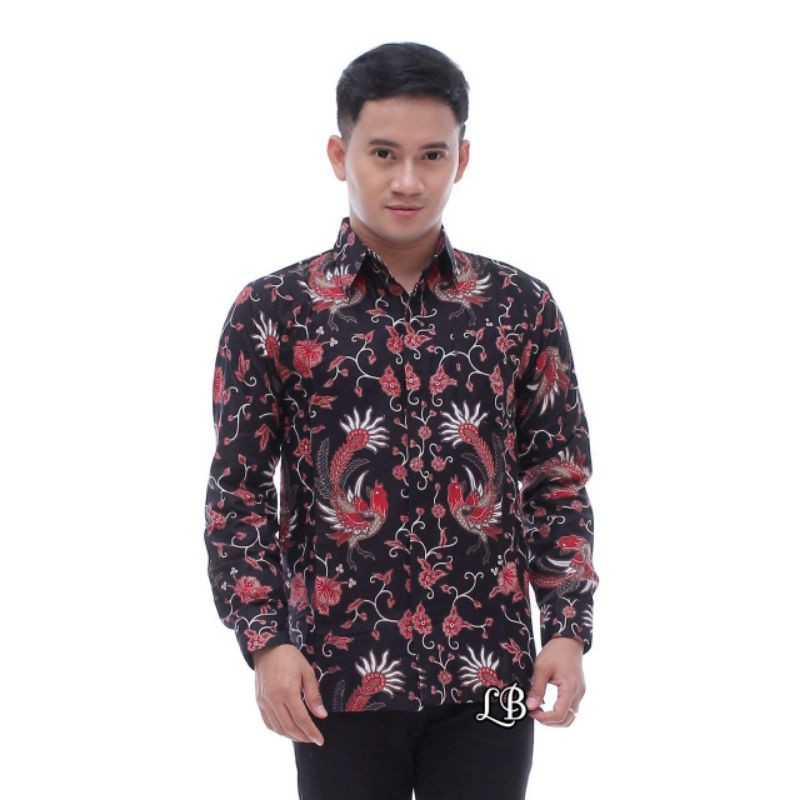 JANITRA baju batik pria lengan panjang modern Non Furing Bahan Katun Primis