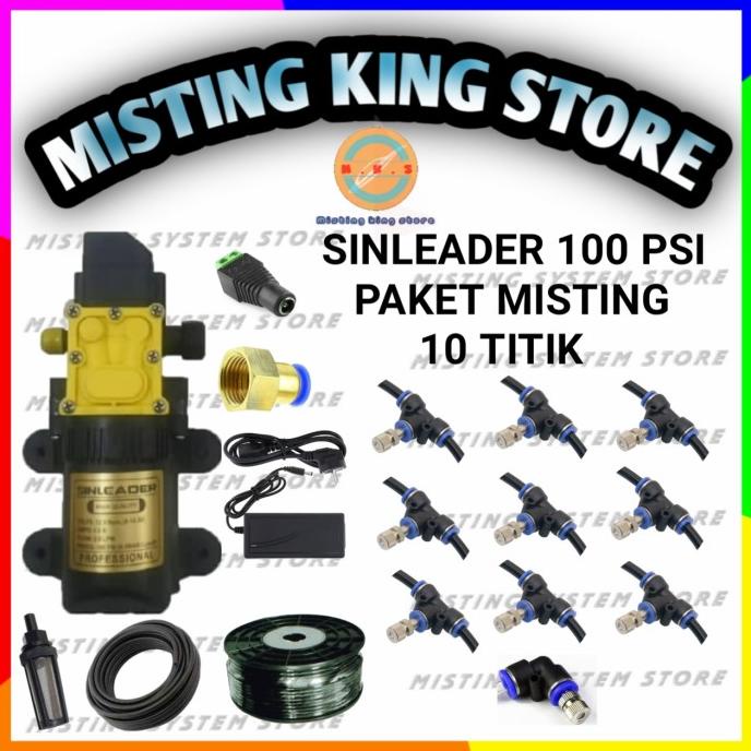 [Ready] Paket Misting 10 Titik 130 Psi Miat Nozzle Sprayer Kabut Pompa Dc 12V [S5F0F]