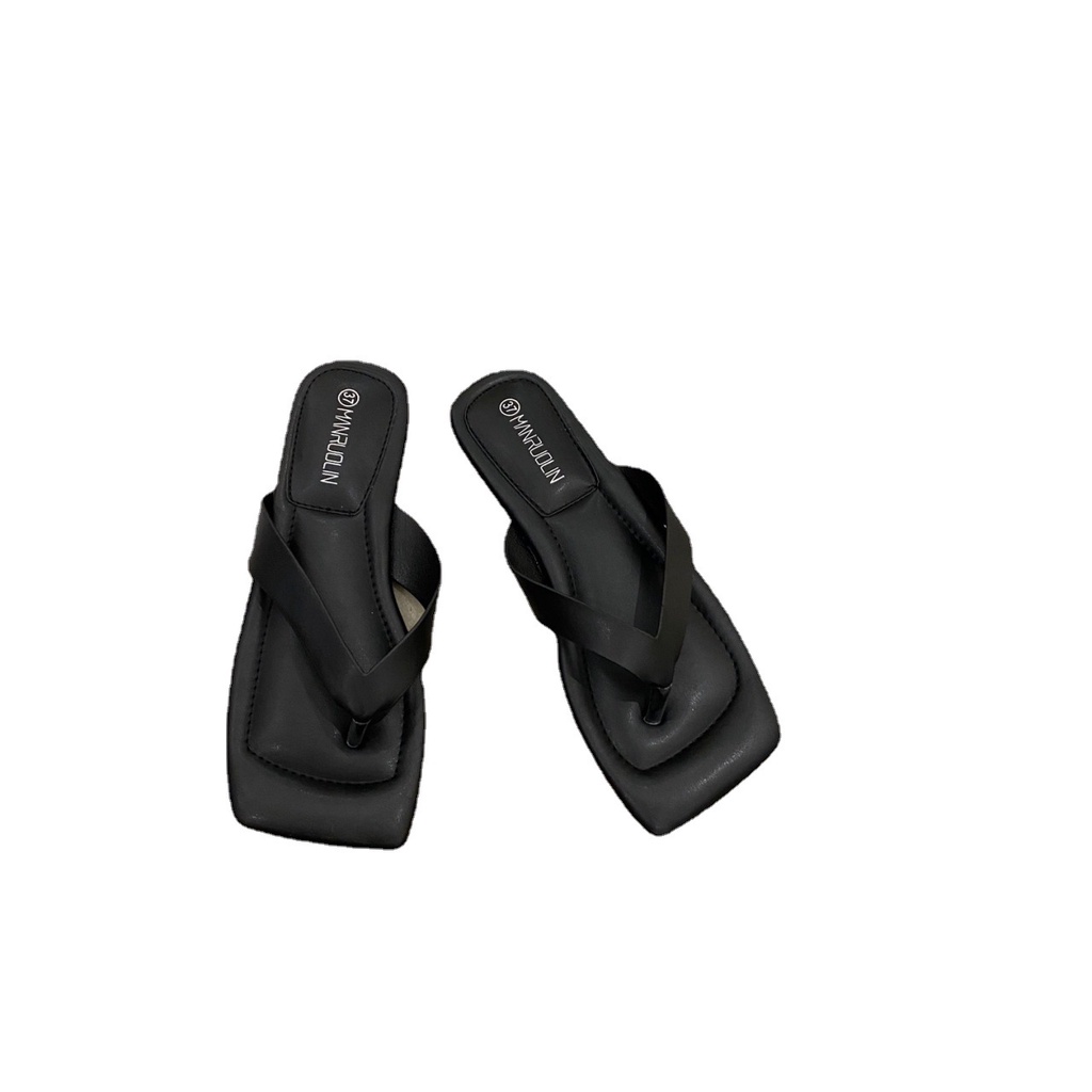 【New】FRS Home 2022 Musim Semi dan Musim Panas Baru Fashion Sandal Wanita Memakai Square-toe Flat San