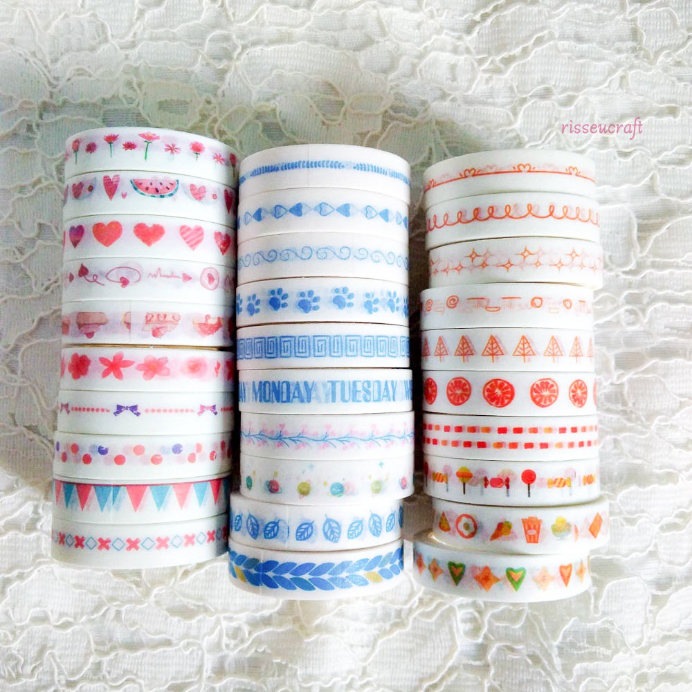 

(PILIH MOTIF) Washi Tape / Masking Tape / Selotip Kertas Motif Hiasan Buku Journal Murah Unik Lucu