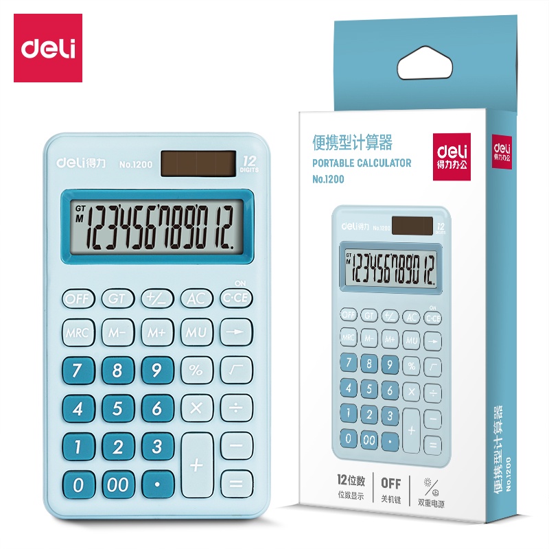 Deli Desktop Calculator / Kalkulator Meja Mini Portable Dual Power Lucu 1200