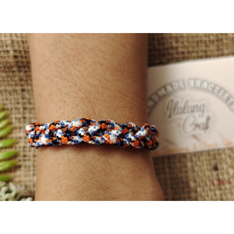 Gelang tali prusik model kepang warna putih