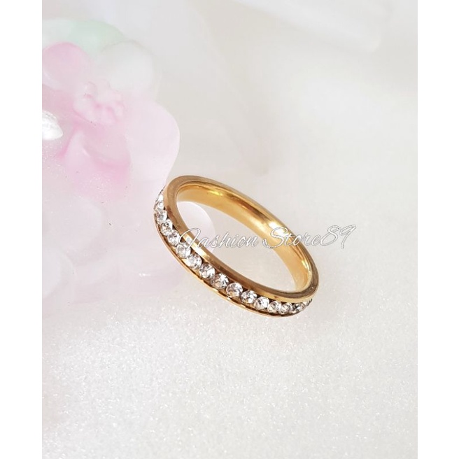 Cincin Impor Full Permata Titanium Gold Bestquality Antikarat