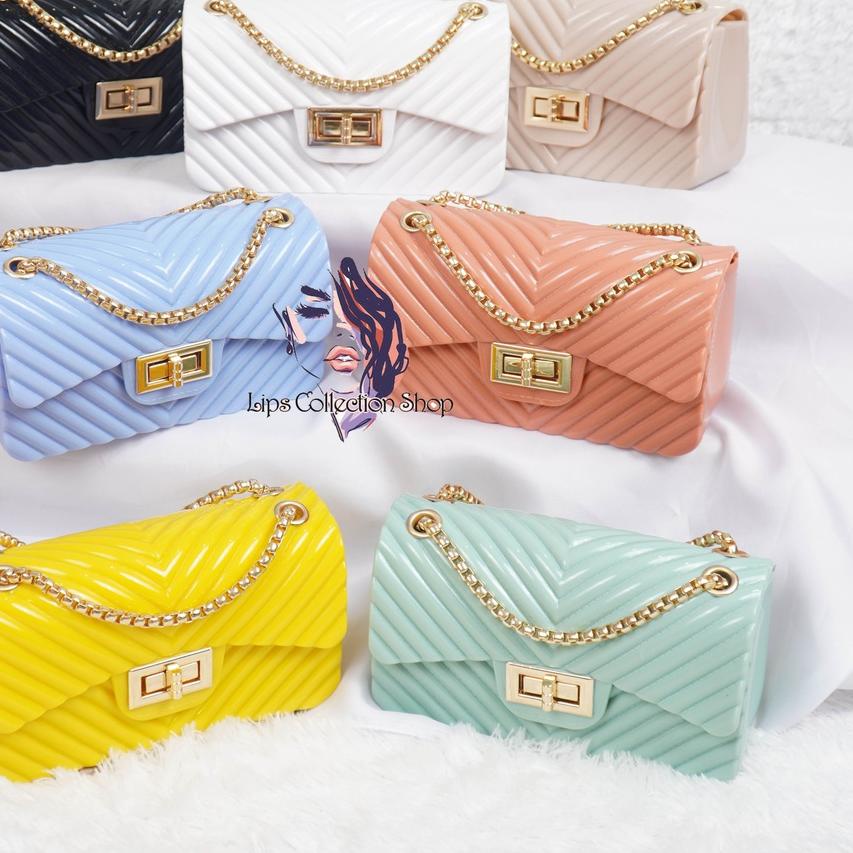 ☑ TAS JELLY GLOSSY SALUR GLOSSY 22 CM | TAS SELEMPANG JELLY GLOSSY SALUR 22 CM ۩