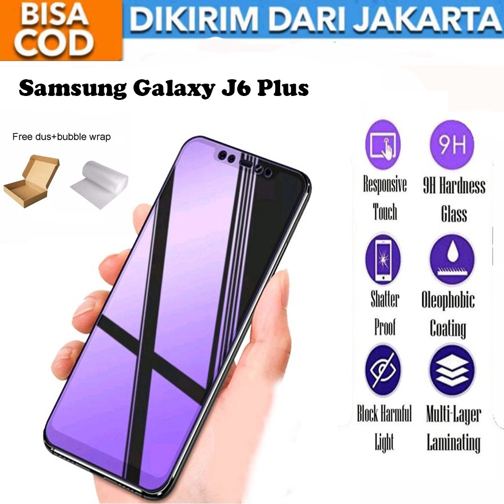 Tempered Glass Samsung Galaxy J6 Plus Matte Blue Light Anti Gores Full Screen Full Cover Protector