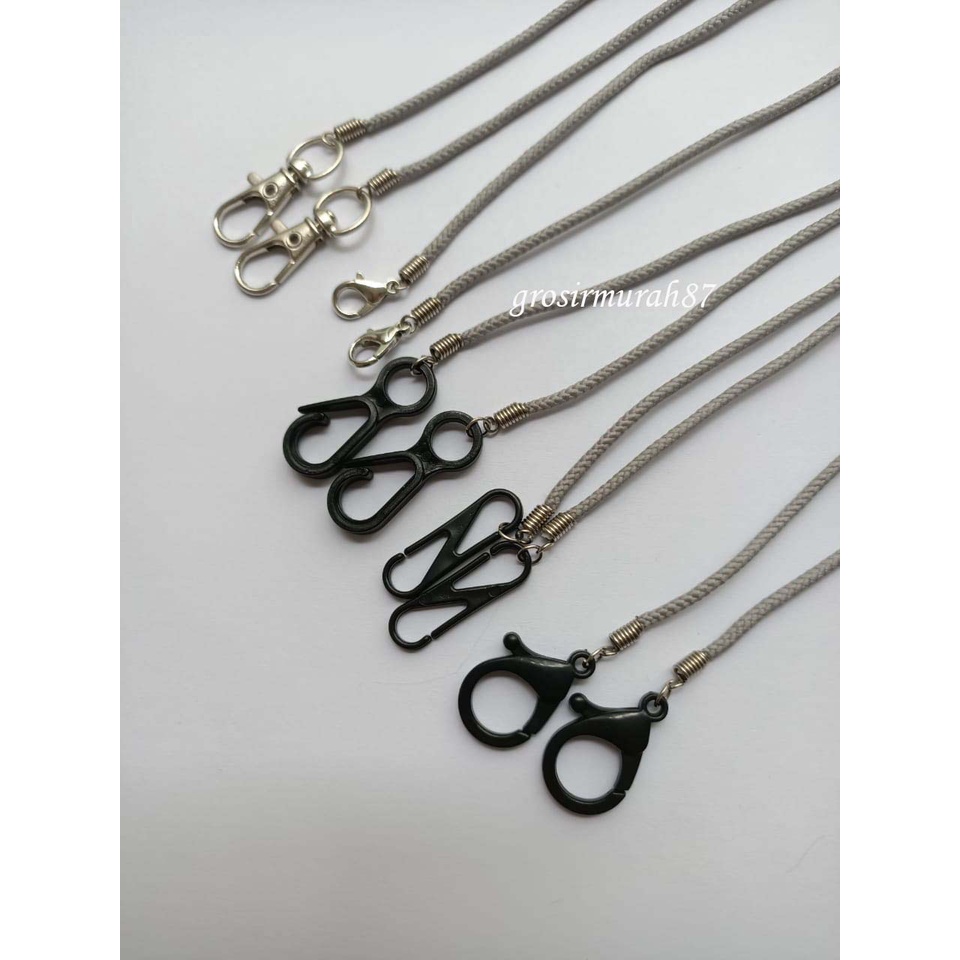 Tali masker dewasa lanyard kalung masker non elastis warna silver ready stok cantolan kokot cantolan besi atau plastik