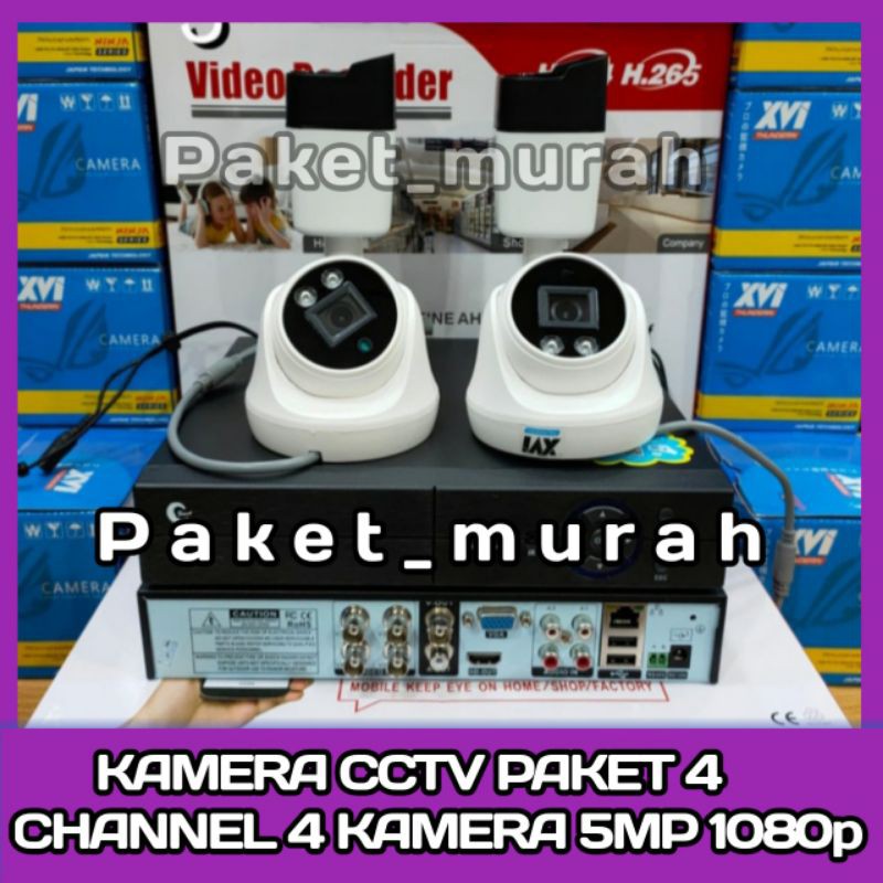 PAKET KAMERA CCTV 4 CHANNEL 4 KAMERA 5MP FULL HD 1080p KOMPLIT