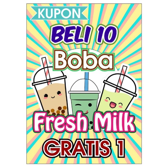 Kupon/cetak kupon minuman/Boba