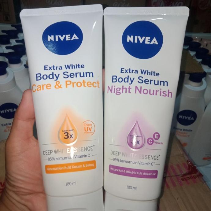 nivea paket siang malam body serum care&protect/night nourish handbody