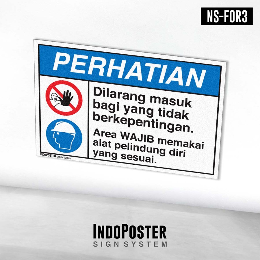 

Stiker Safety Sign Rambu K3 ANSI Dilarang Masuk Gunakan APD Yang Sesuai