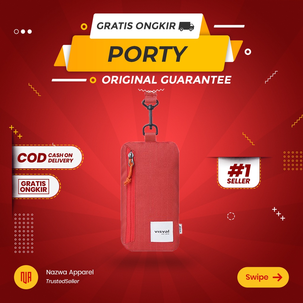 TAS SELEMPANG SLING BAG LANYARD VISVAL PORTY BRICK RED