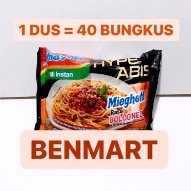 Indomie Hype Abis Mieghetti Bolognese 1 Dus 40 Bungkus Bks Pcs -  Karton Spaghetti Viral