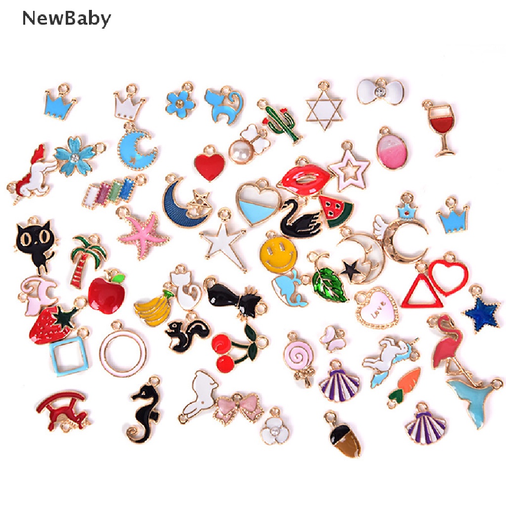 30pcs / Set Liontin Enamel Bentuk Hewan Bulan Bintang Buah Untuk Membuat Perhiasan