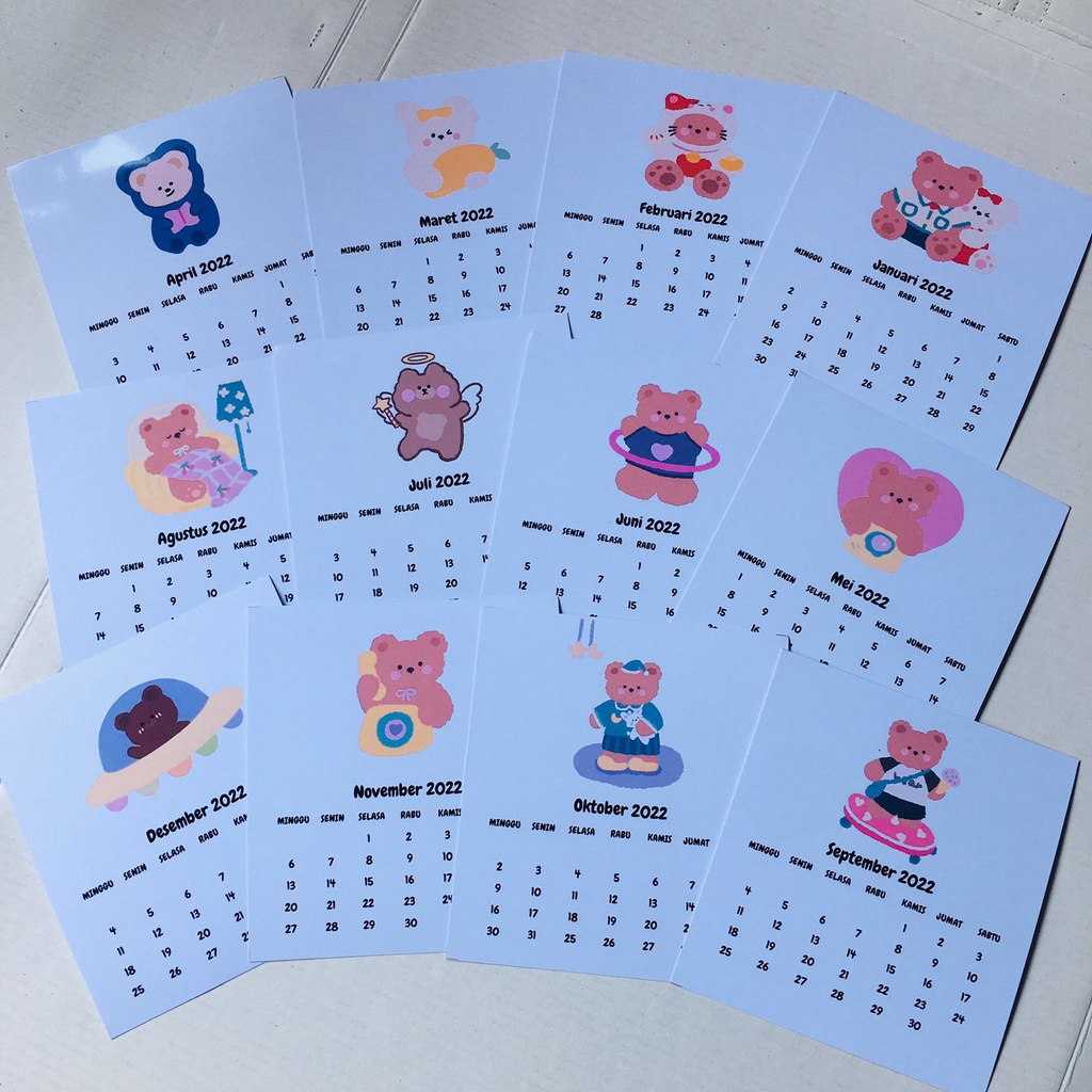 

kalender aesthetic 2022 Korean Bear By Okashi_Store