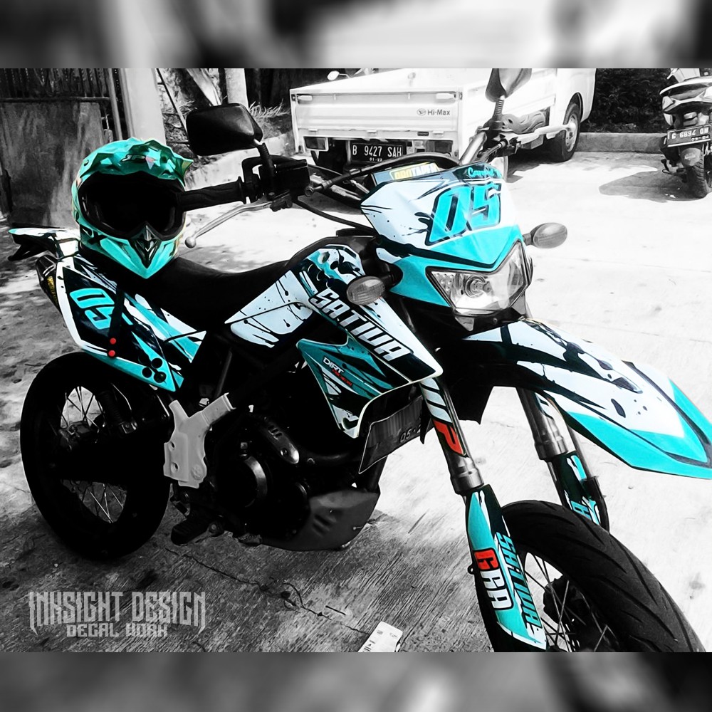 Decal KLX 150 KLX LAMA KLX L KLX S KLX G Dekal Sticker Motor Custom Abstrak Putih Tosca Supermoto