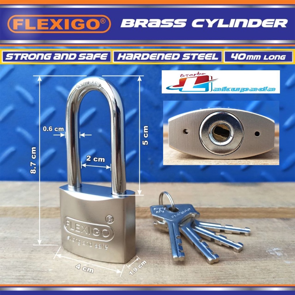 Gembok FLEXIGO Original Division Of Sherlock Padlock Long Panjang 40mm