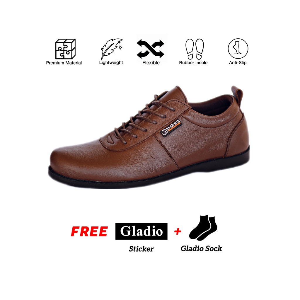 Sepatu Pria Gladio Kasual Coklat Berbahan Kulit _ Gladio Klasik