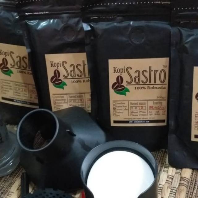 

Kopi Sastro Robusta Bubuk Giling Kasar Asli Temanggung Kemasan Sedang