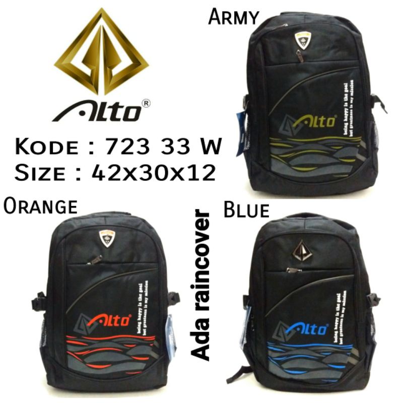 TAS RANSEL SEKOLAH ANAK UNISEX COWOK CEWEK ALTO ORIGINAL TERBARU 3 Warna  723 33 W