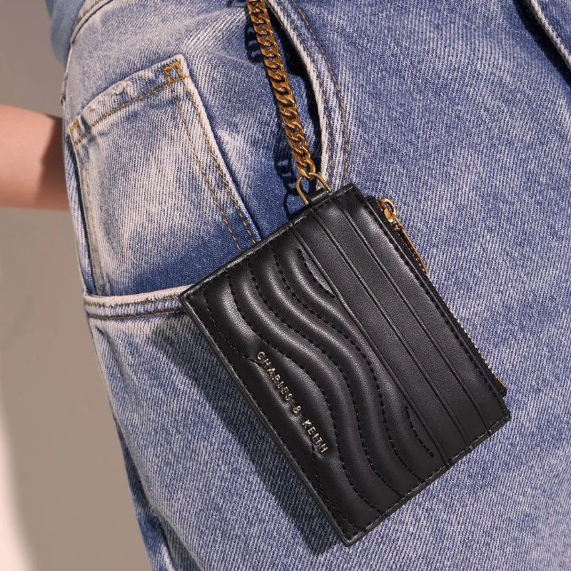 7.7 SALE | CK Aubrielle Stitch-Trim Zip Card Holder