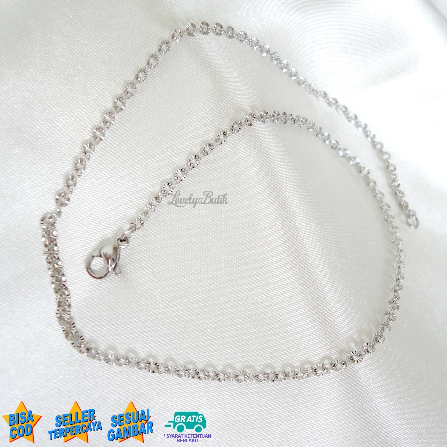 Lovelybutik - Kalung Polos Titanium Rantai Kalung Anak Titanium Model Rantai Nori Donat 35 Cm Panjang Rantai