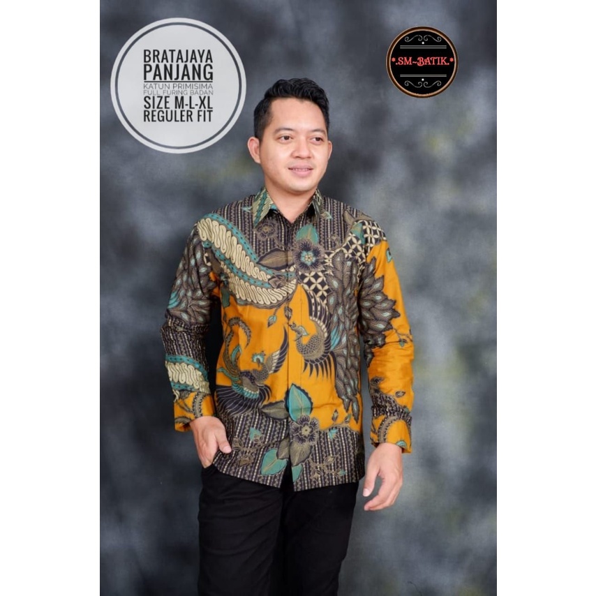 Kemeja Batik PREMIUM Warna Mustard Batik Panjang Warna Kuning Batik Ori Solo Terbaru Batik Mustard