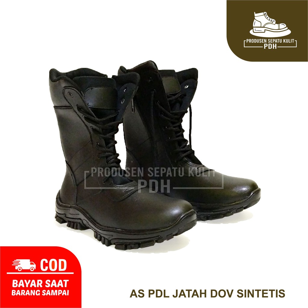 SEPATU PDL JATAH KULIT HITAM DOFF RESLETING TNI AD POLRI SATPAM SECURITY PDLG BIG SIZE JUMBO