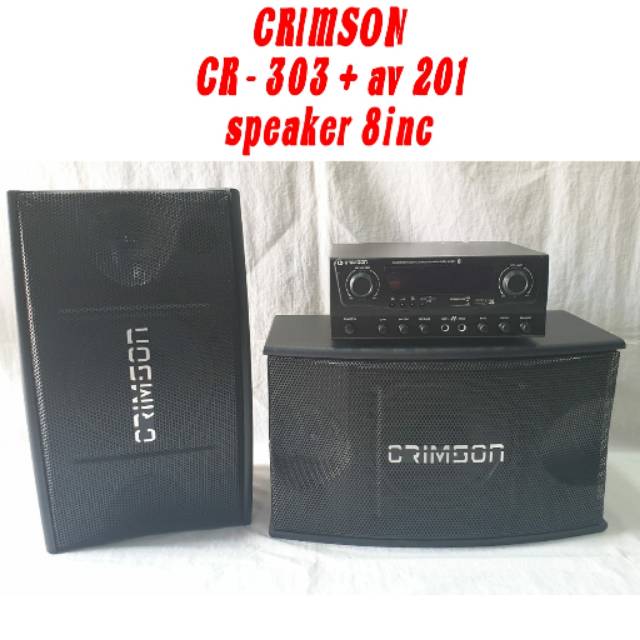 PAKET KARAOKE CRIMSON CR303/CR-303 SPEAKER 8 INCH LENGKAP TINGGAL PASANG