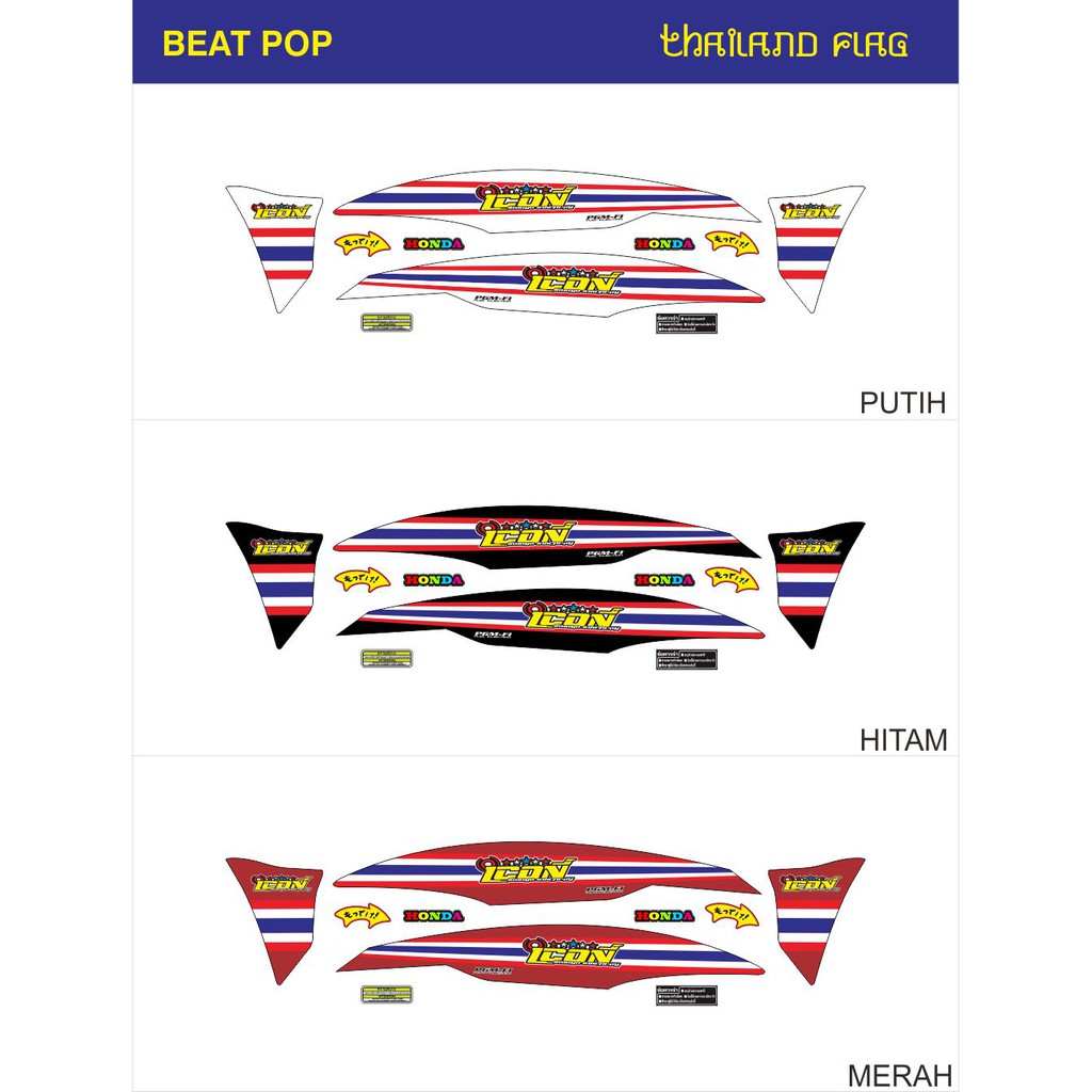 Striping Variasi BEAT FI THAILAND New Icon Bendera Thailand