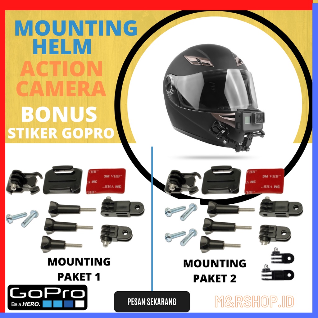 Motovlog Helmet Mounting HP Chin Mount Helm Bike Half Face FullFace Vlog Dengan Handphone Dan Action