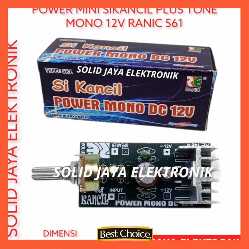 KIT POWER MINI MONO SI KANCIL 12V DC TDA2003 TONE AMPLI RANIC 561