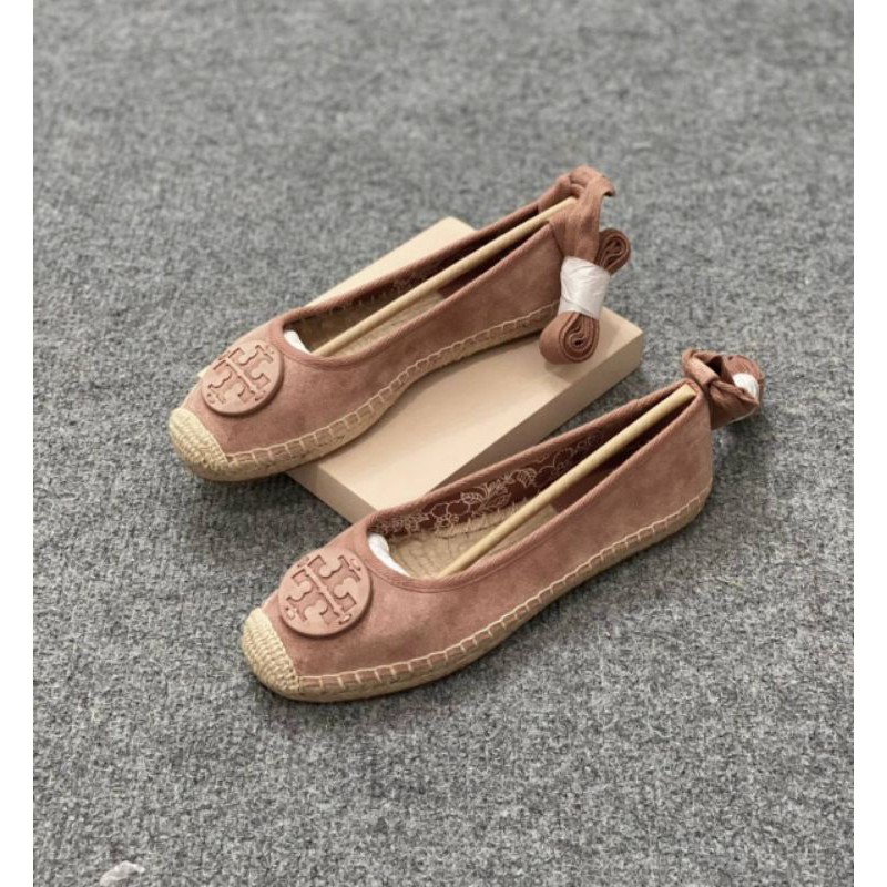 Sepatu tory burch minnie espadrille suede pink asli