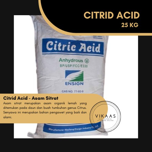 

Asam Sitrat | Citrid Acid 25 KG | Vikaas Raw Material Tersedia dalam ukuran 25KG Asam sitrat merup