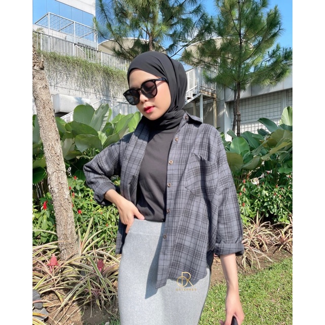 ANNA SHIRT / KEMEJA TARTAN WANITA-SLATE