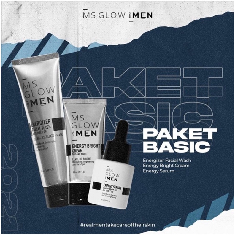 Ms Glow For Men Skincare Perawatan Wajah Pria | Ms Glow For Men Paket Basic Complete