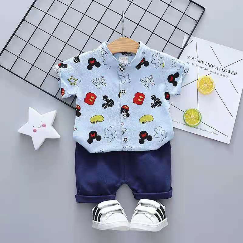 Setelan Kemeja Import Bayi Laki-laki Lengan Pendek 1-4Th