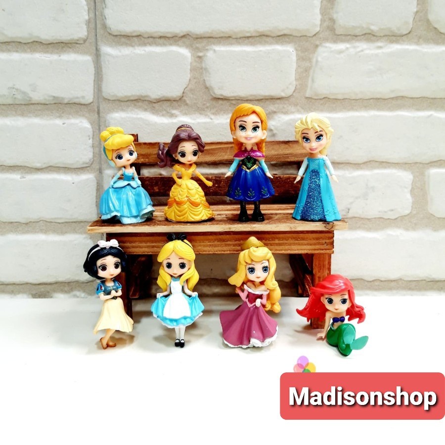 Disney Princess set 8 koleksi Figure Set Birthday Cake Topper Murah