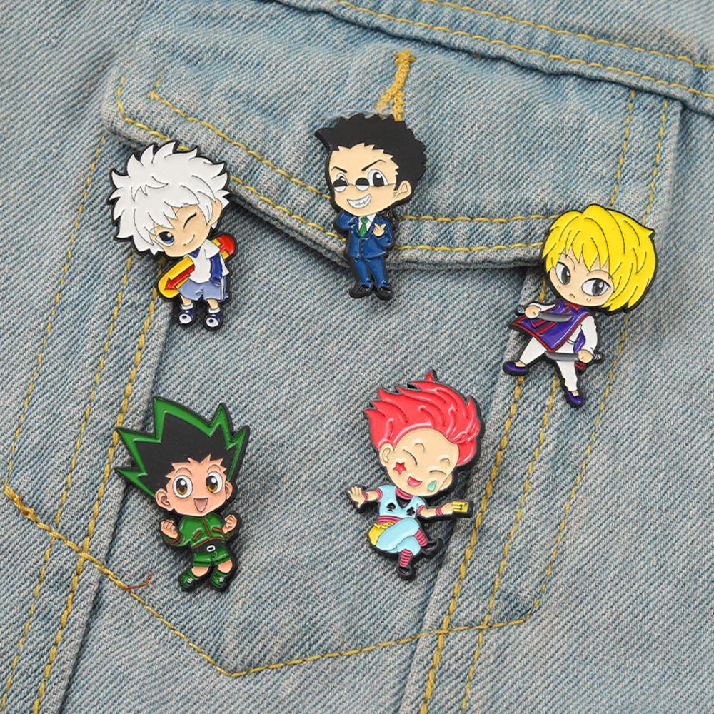 Lanfy Anime HUNTERxHUNTER Kartun Lucu Mantel Aksesoris Perhiasan Anime Lencana GON Lencana Pin Killua Enamel Pin